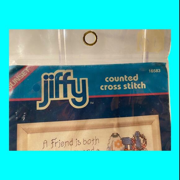 Vtg Jiffy Cross Stitch Kit Sampler Friend Is A Treasure And Comfort 7x5 1992 - Picture 7 of 8